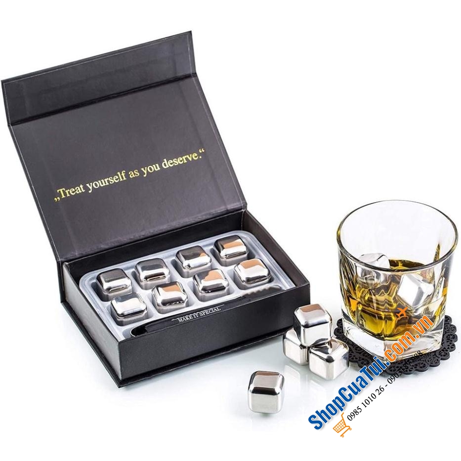 ĐÁ UỐNG GIỮ LẠNH CAO CẤP AMERIGO - Đá inox màu bạc