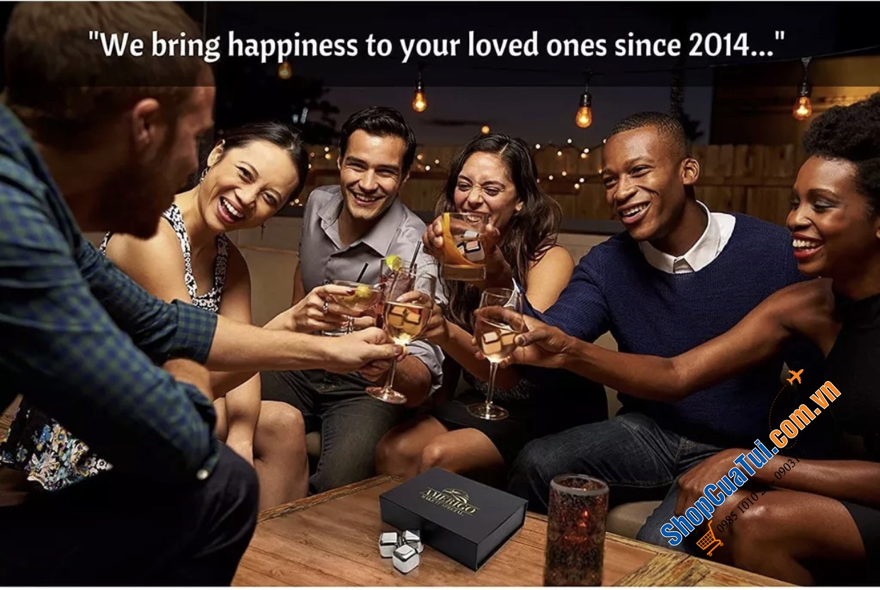 ĐÁ UỐNG GIỮ LẠNH CAO CẤP AMERIGO - Đá inox màu bạc