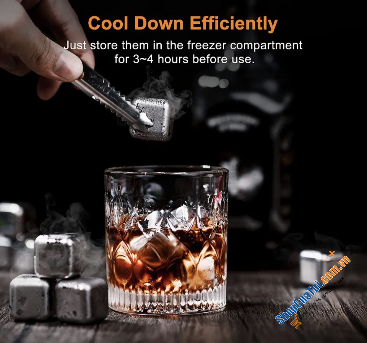 ĐÁ UỐNG GIỮ LẠNH CAO CẤP AMERIGO - Đá inox màu bạc