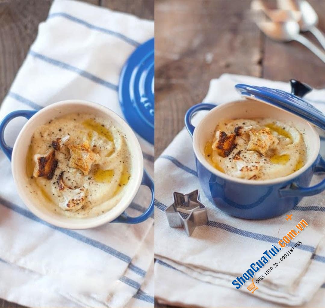 BỘ 4 NỒI MINI LE CREUSET MINI-BRATER 10cm BLUE MARSEILLE - MÀU XANH DƯƠNG.