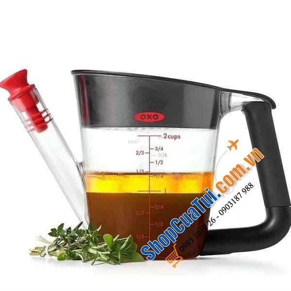 CA LỌC CHẤT BÉO OXO 500ml giúp gạn lọc những chất béo, dầu mỡ khỏi nước lèo, nước sốt