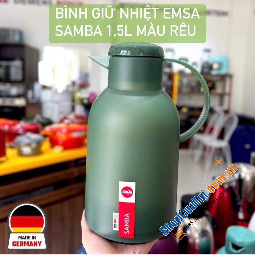 Bình giữ nhiệt EMSA SAMBA 1,5L - made in Germany - giữ ấm 12 giờ và giữ lạnh 24 giờ