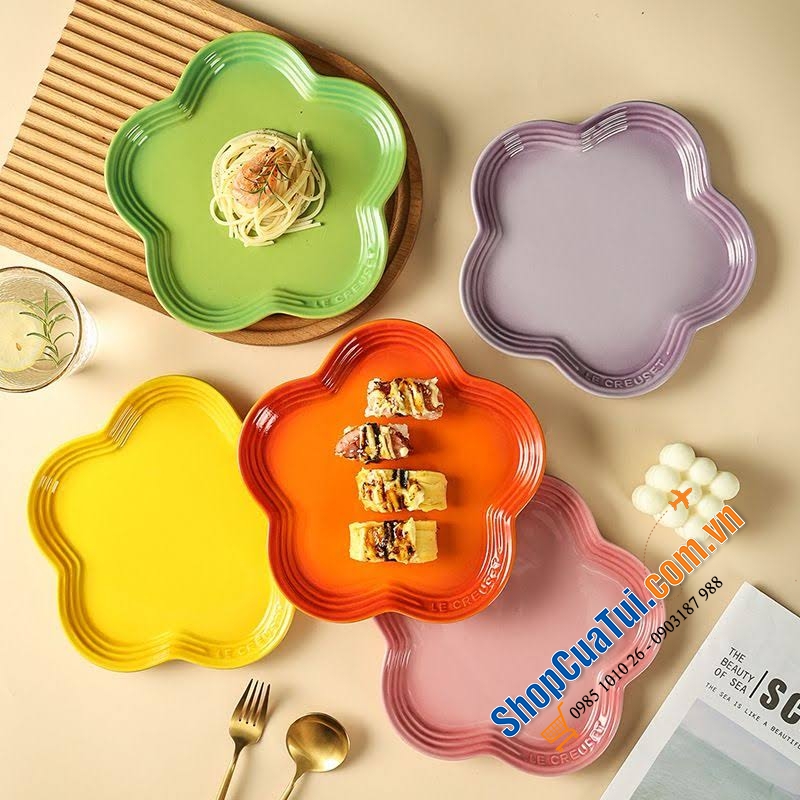 Set 5 đĩa hoa cầu vồng Le Creuset size 15cm