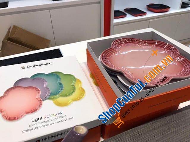 Set 5 đĩa hoa cầu vồng Le Creuset size 15cm