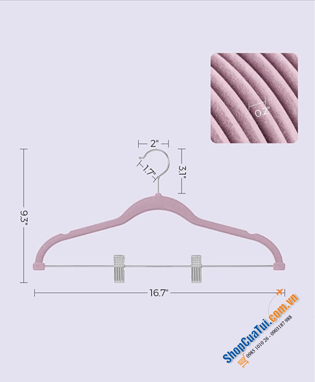 Set 30 mắc quần áo phủ nhung kèm kẹp treo quần, váy Songmics - Móc quần áo model 2023