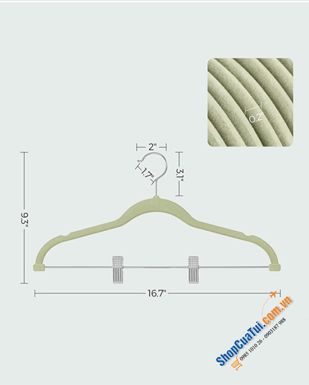 Set 30 mắc quần áo phủ nhung kèm kẹp treo quần, váy Songmics - Móc quần áo model 2023