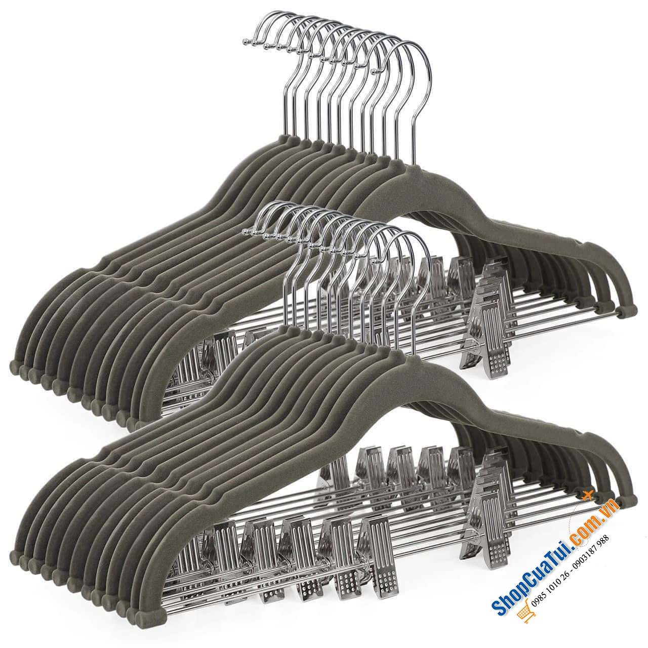 Set 30 mắc quần áo phủ nhung kèm kẹp treo quần, váy Songmics - Móc quần áo model 2023