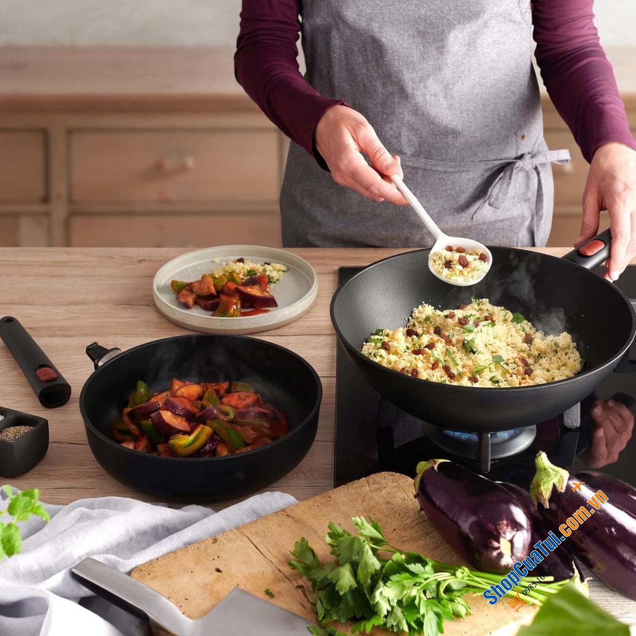 CHẢO SÂU LÒNG WOLL Eco lite wok 30cm - Made in Germany.