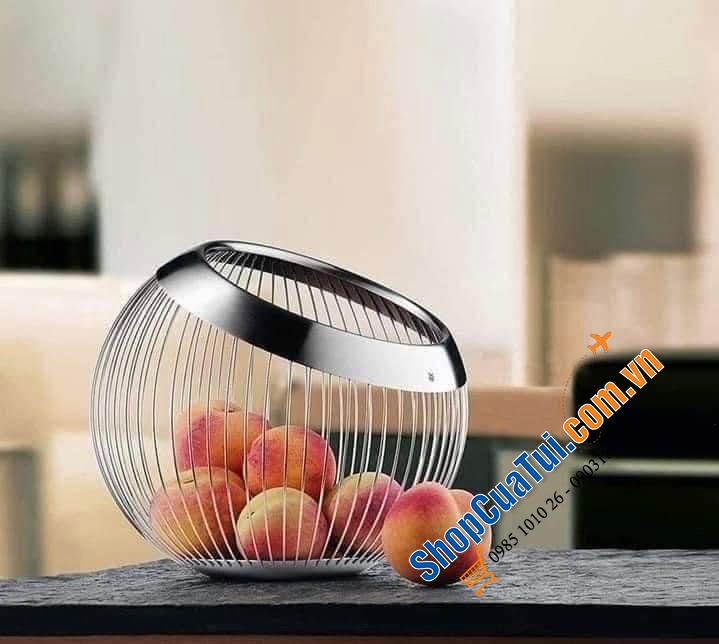 Rổ inox WMF Korb groß Lounge Living dạng lưới - hình tròn 19cm.