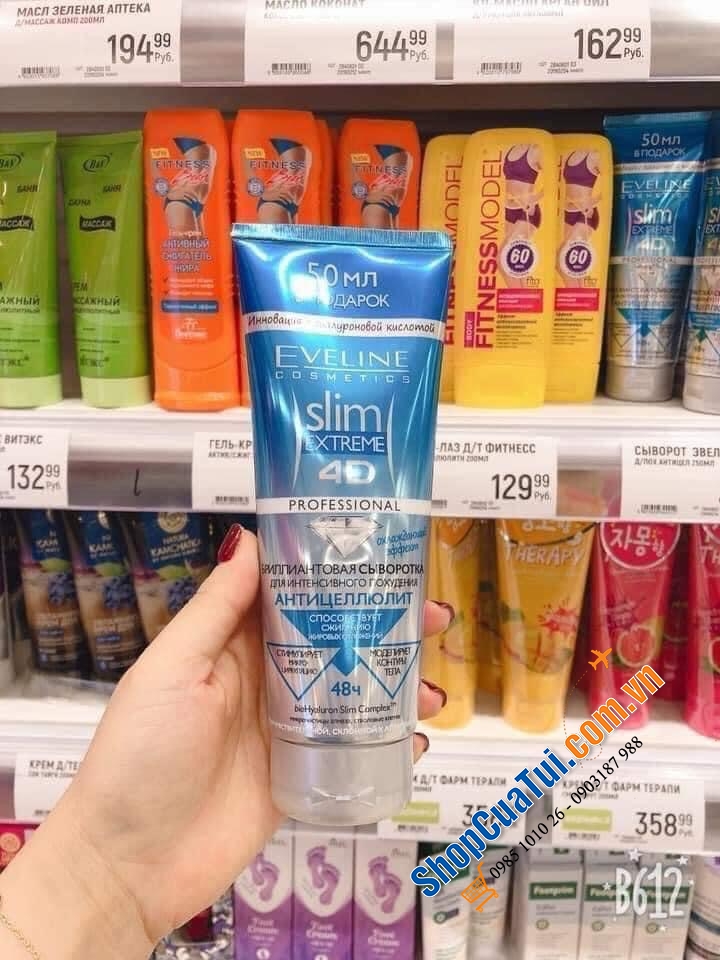 KEM GIẢM BÉO TAN MỠ TINH THỂ KIM CƯƠNG SLIM 4D EVELINE 250ml XANH CỦA NGA - An toàn, hiệu quả, cho cơ thể thon gọn