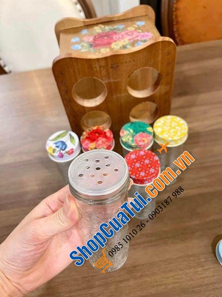 Sét 6 lọ đựng gia vị kèm giá The Pioneer Woman