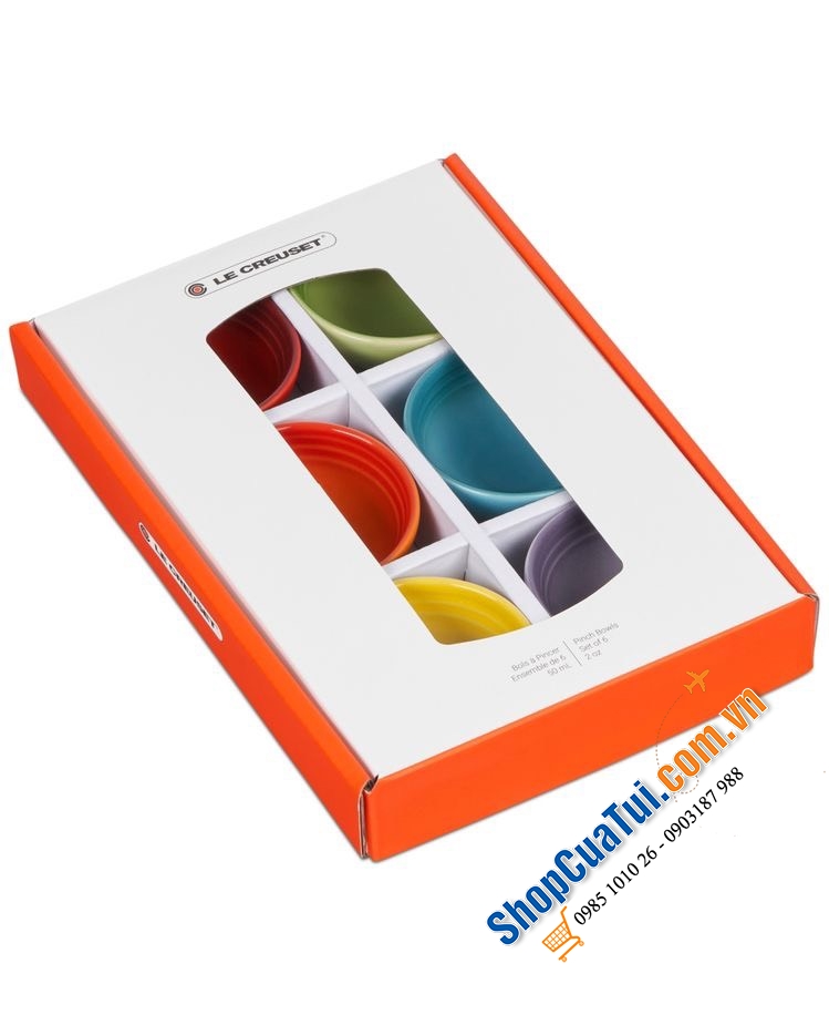 Set 6 bát chấm Creuset cầu vồng size 50ml xinh xinh, đường kính 6.5cm, cao 3cm