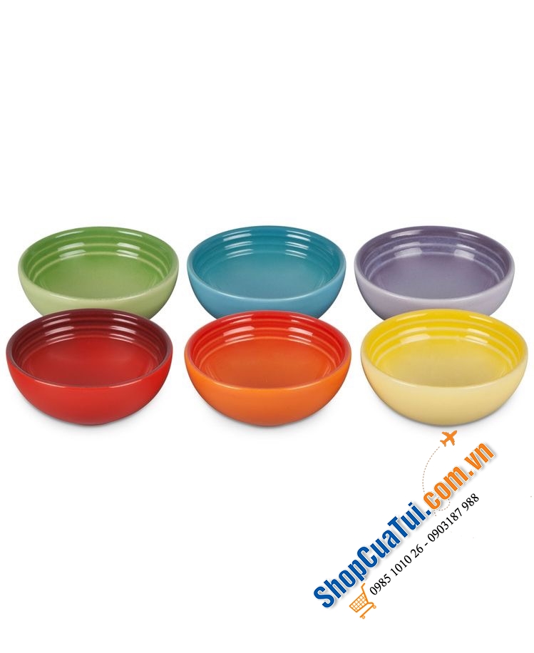 Set 6 bát chấm Creuset cầu vồng size 50ml xinh xinh, đường kính 6.5cm, cao 3cm