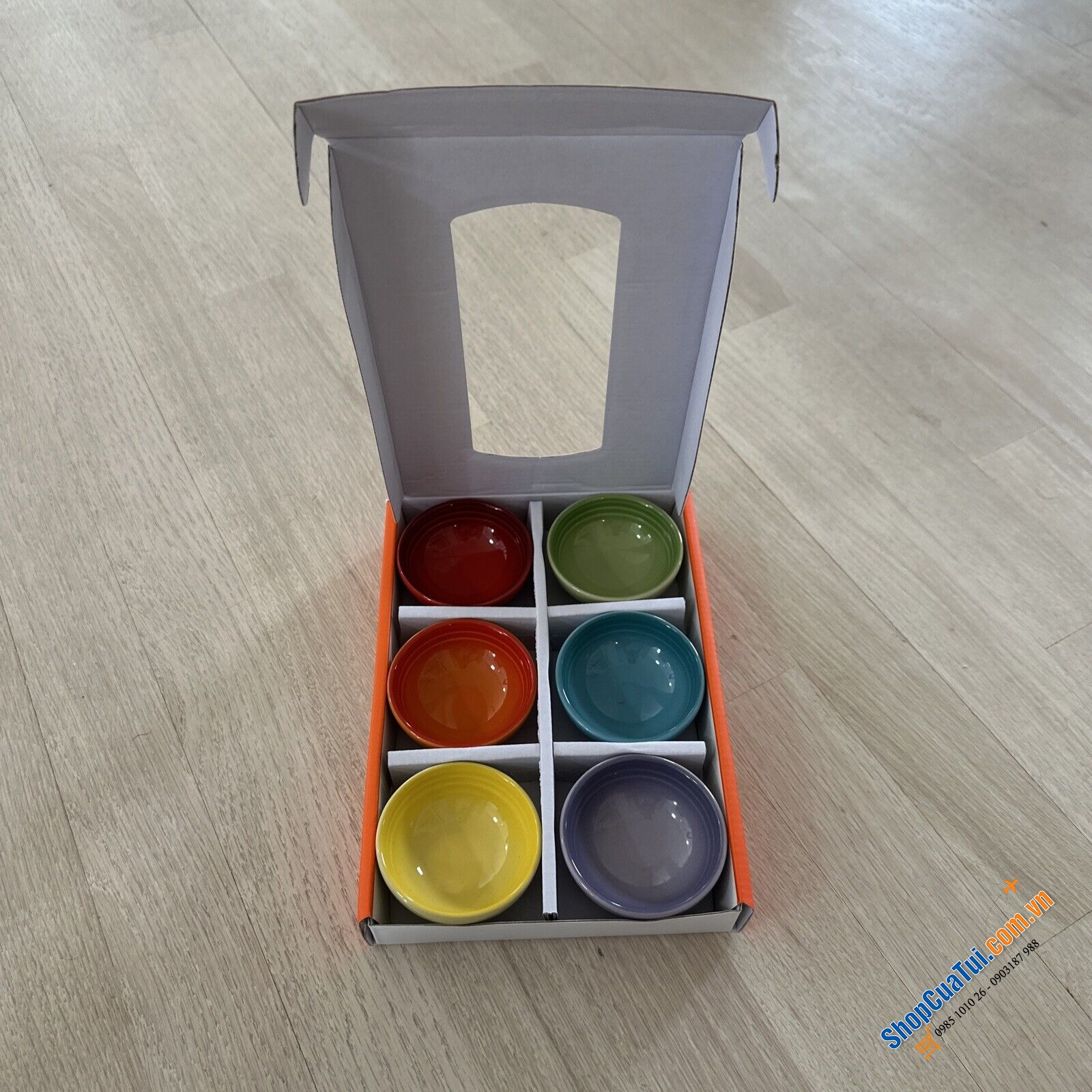 Set 6 bát chấm Creuset cầu vồng size 50ml xinh xinh, đường kính 6.5cm, cao 3cm