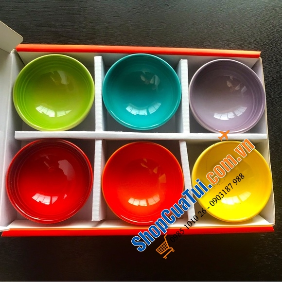 Set 6 bát chấm Creuset cầu vồng size 50ml xinh xinh, đường kính 6.5cm, cao 3cm