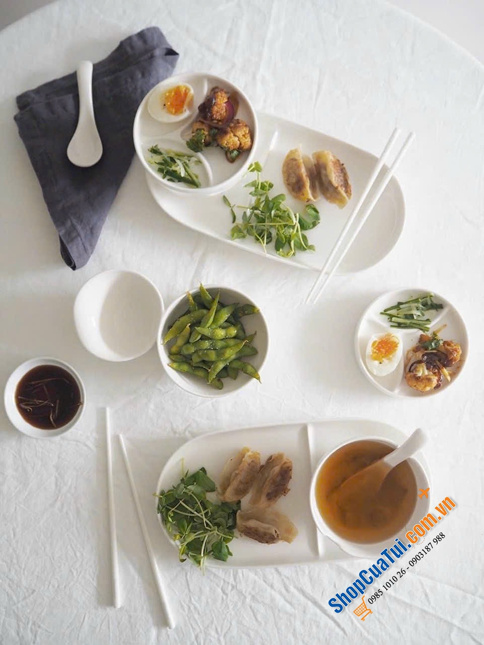 Set bát ăn phở Villeroy & Boch -  Made in Germany - gồm:  1 bát ăn phở 20.5cm; 1 đôi đũa, 1 thìa sứ, 1 đĩa dài