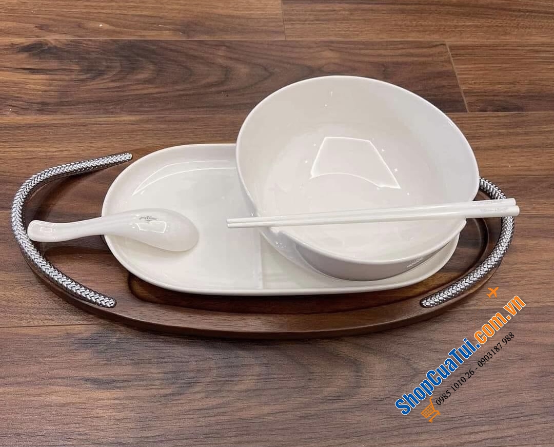 Set bát ăn phở Villeroy & Boch -  Made in Germany - gồm:  1 bát ăn phở 20.5cm; 1 đôi đũa, 1 thìa sứ, 1 đĩa dài