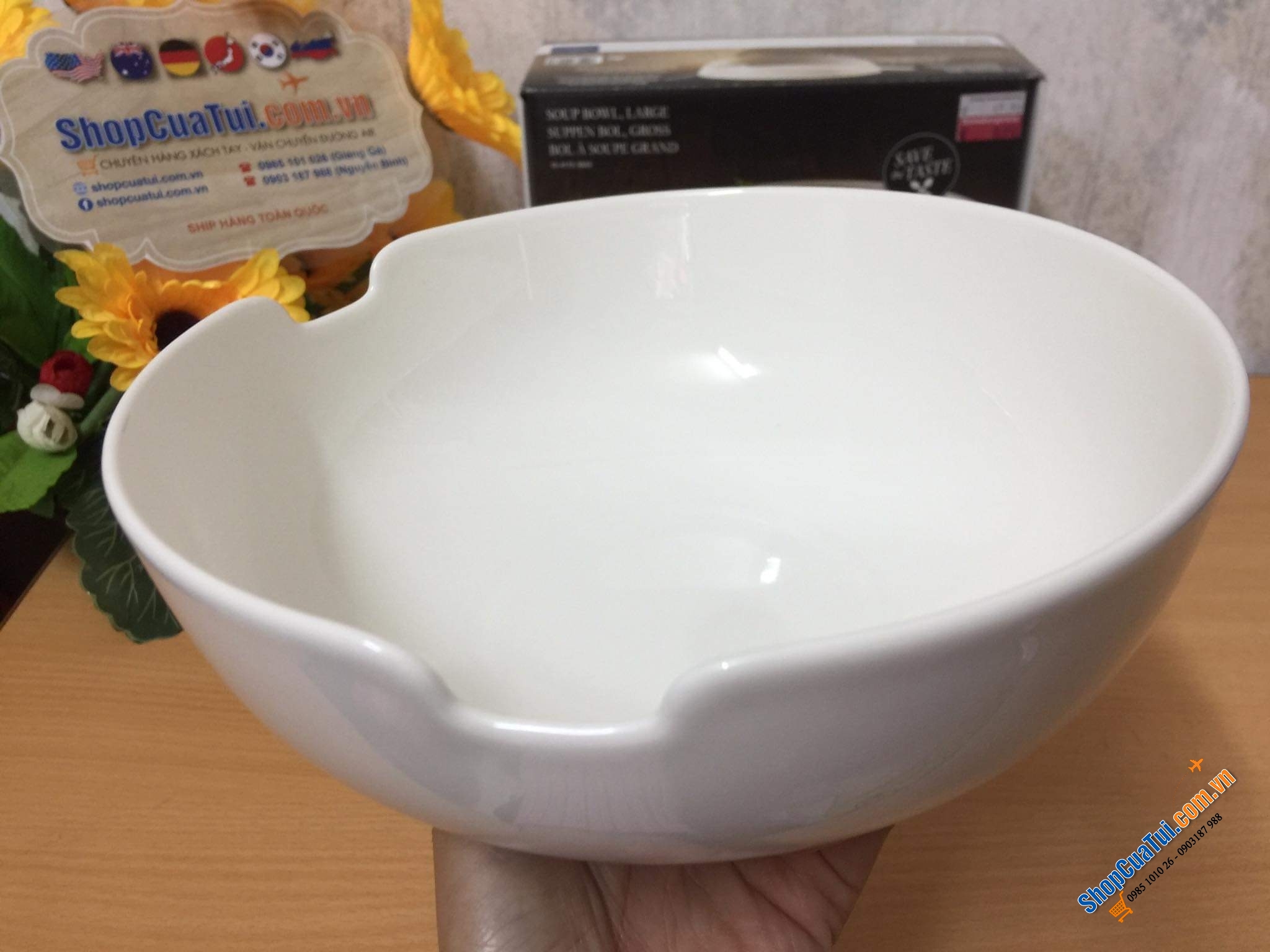 Set bát ăn phở Villeroy & Boch -  Made in Germany - gồm:  1 bát ăn phở 20.5cm; 1 đôi đũa, 1 thìa sứ, 1 đĩa dài