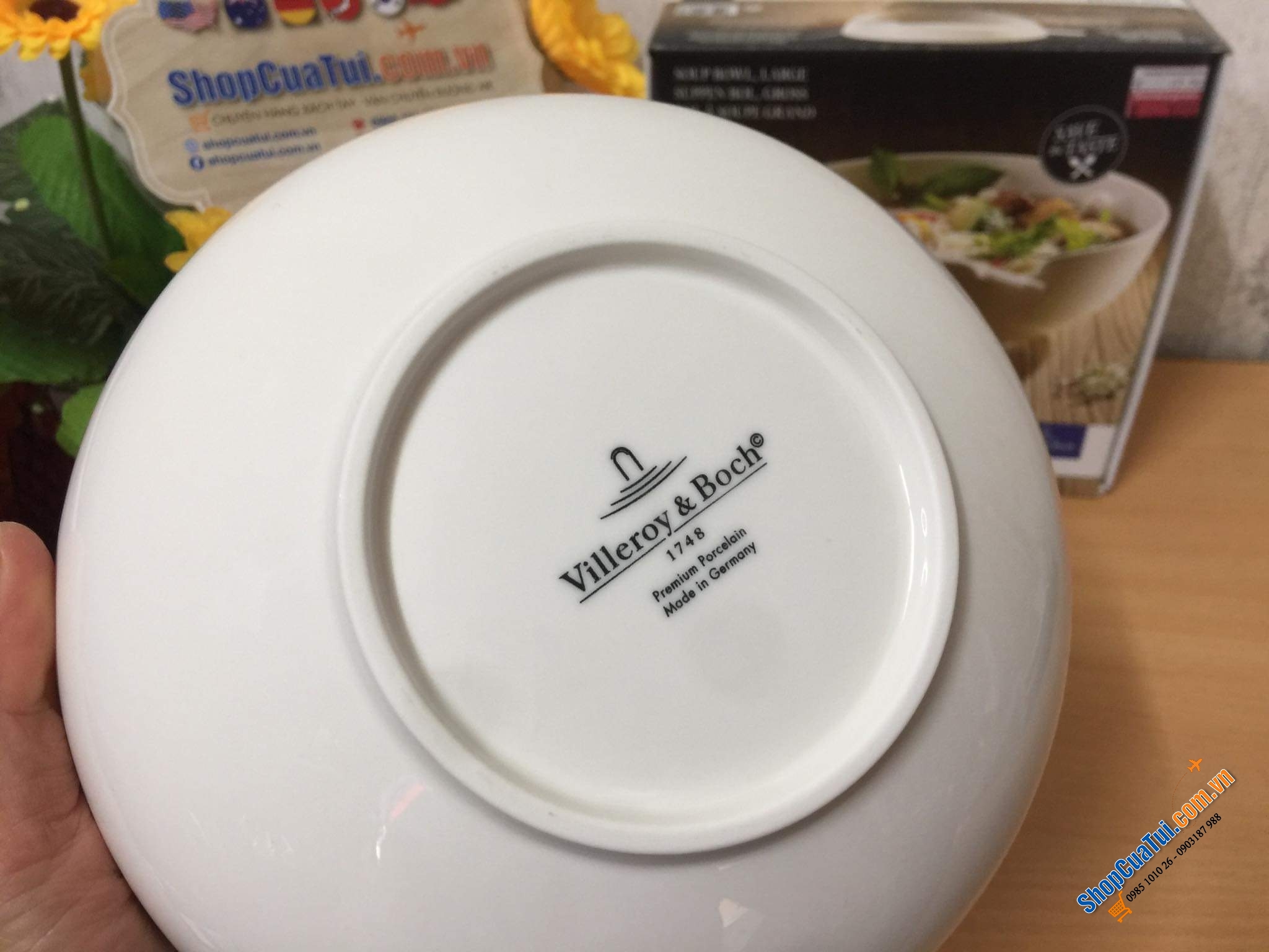 Set bát ăn phở Villeroy & Boch -  Made in Germany - gồm:  1 bát ăn phở 20.5cm; 1 đôi đũa, 1 thìa sứ, 1 đĩa dài