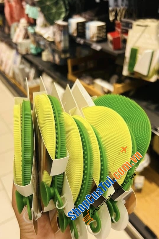 TẤM RỬA BÁT SILICON 2 MẶT TCHIBO XANH VÀNG.