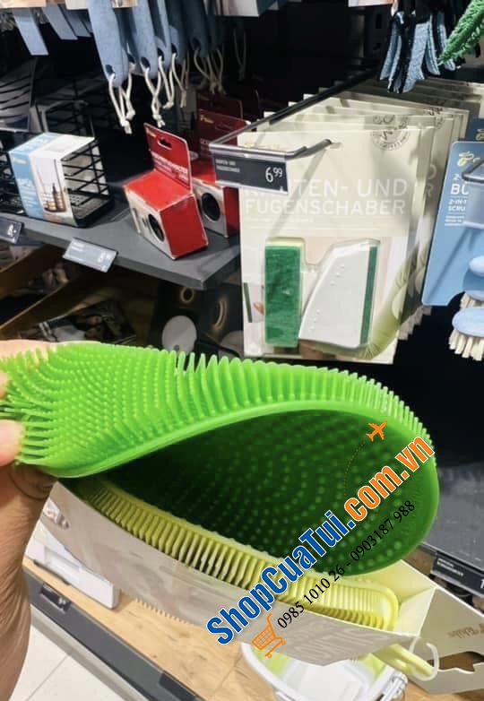 TẤM RỬA BÁT SILICON 2 MẶT TCHIBO XANH VÀNG.