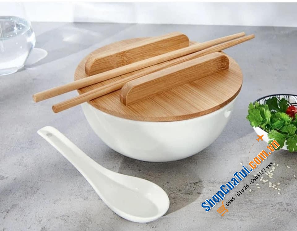 Sét bát ăn Mỳ , Phở ERNESTO®, nắp tre, 4 món.