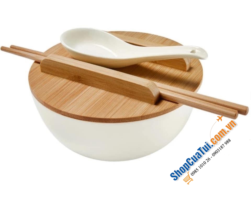 Sét bát ăn Mỳ , Phở ERNESTO®, nắp tre, 4 món.