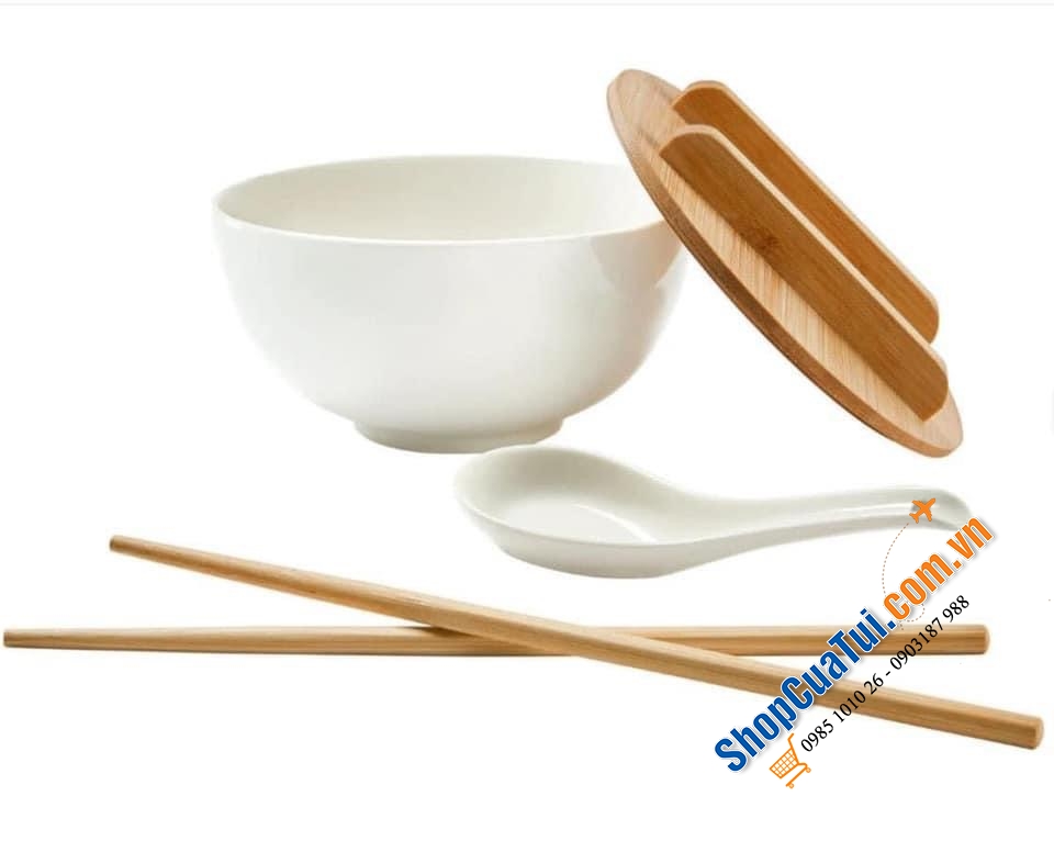 Sét bát ăn Mỳ , Phở ERNESTO®, nắp tre, 4 món.