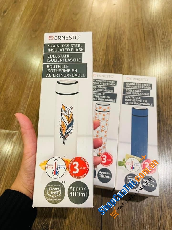 BÌNH GIỮ NHIỆT ERNESTO ĐỨC 400ml KÈM LÕI LỌC TRÀ (có thể tháo rời)
