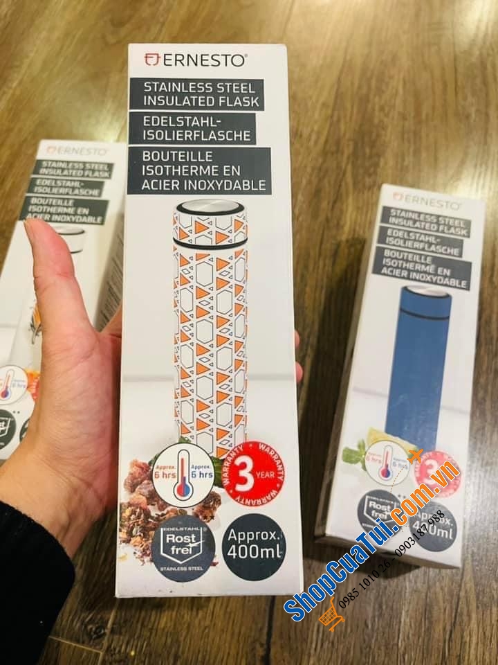 BÌNH GIỮ NHIỆT ERNESTO ĐỨC 400ml KÈM LÕI LỌC TRÀ (có thể tháo rời)