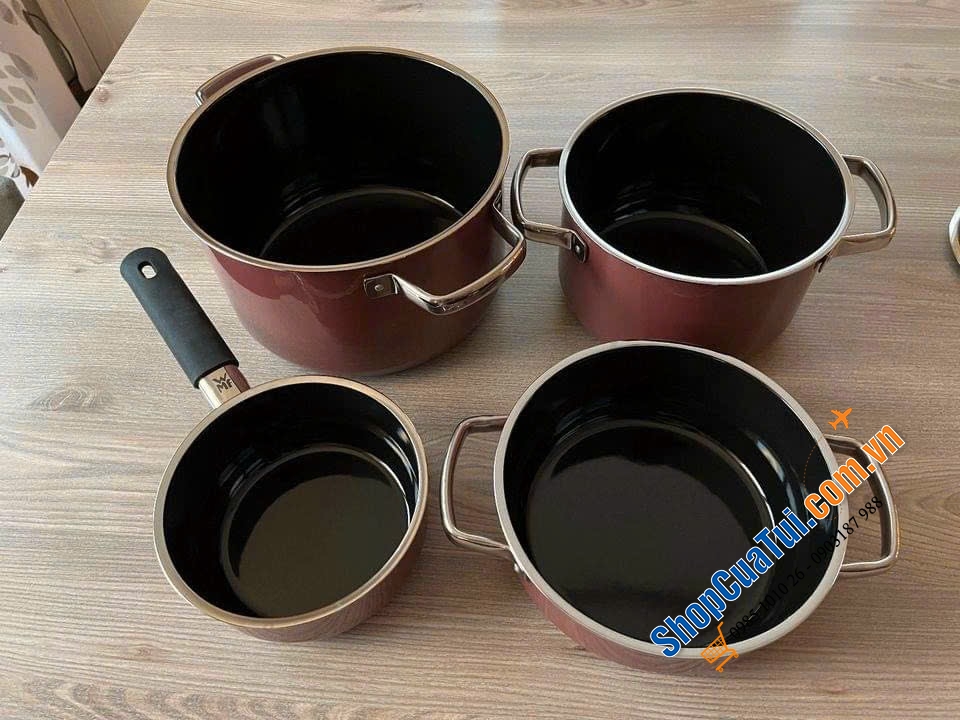 BỘ NỒI WMF FUSIONTEC FT Mineral 3 NỒI 1 QUÁNH - Màu đỏ đỗ - CAO CẤP - MADE IN GERMANY