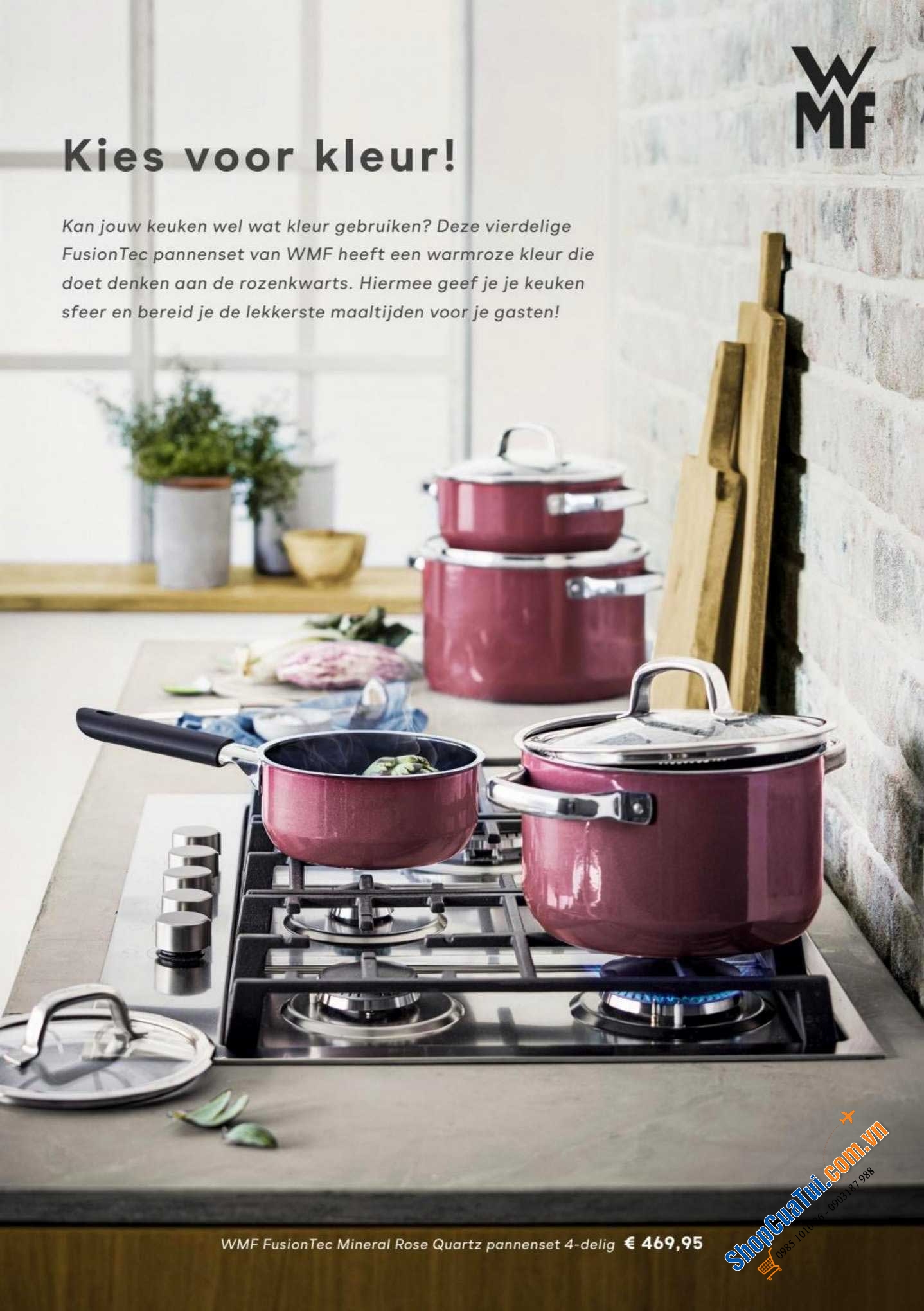 BỘ NỒI WMF FUSIONTEC FT Mineral 3 NỒI 1 QUÁNH - Màu đỏ đỗ - CAO CẤP - MADE IN GERMANY