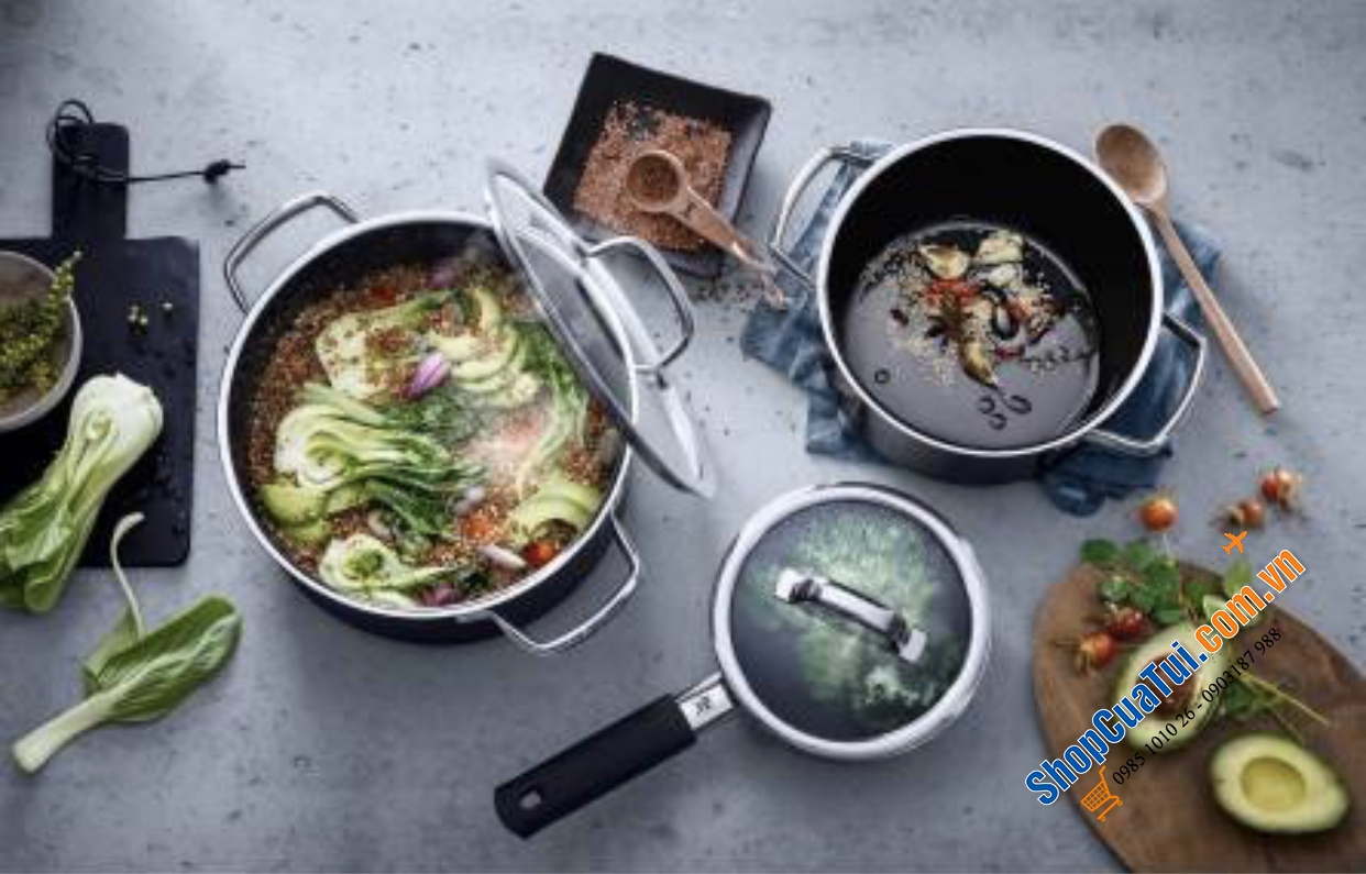 BỘ NỒI WMF FUSIONTEC FT Mineral 3 NỒI 1 QUÁNH - Màu đỏ đỗ - CAO CẤP - MADE IN GERMANY