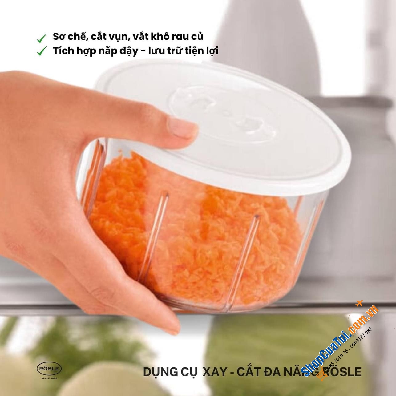 Dụng cụ xay-cắt đa năng Rösle.