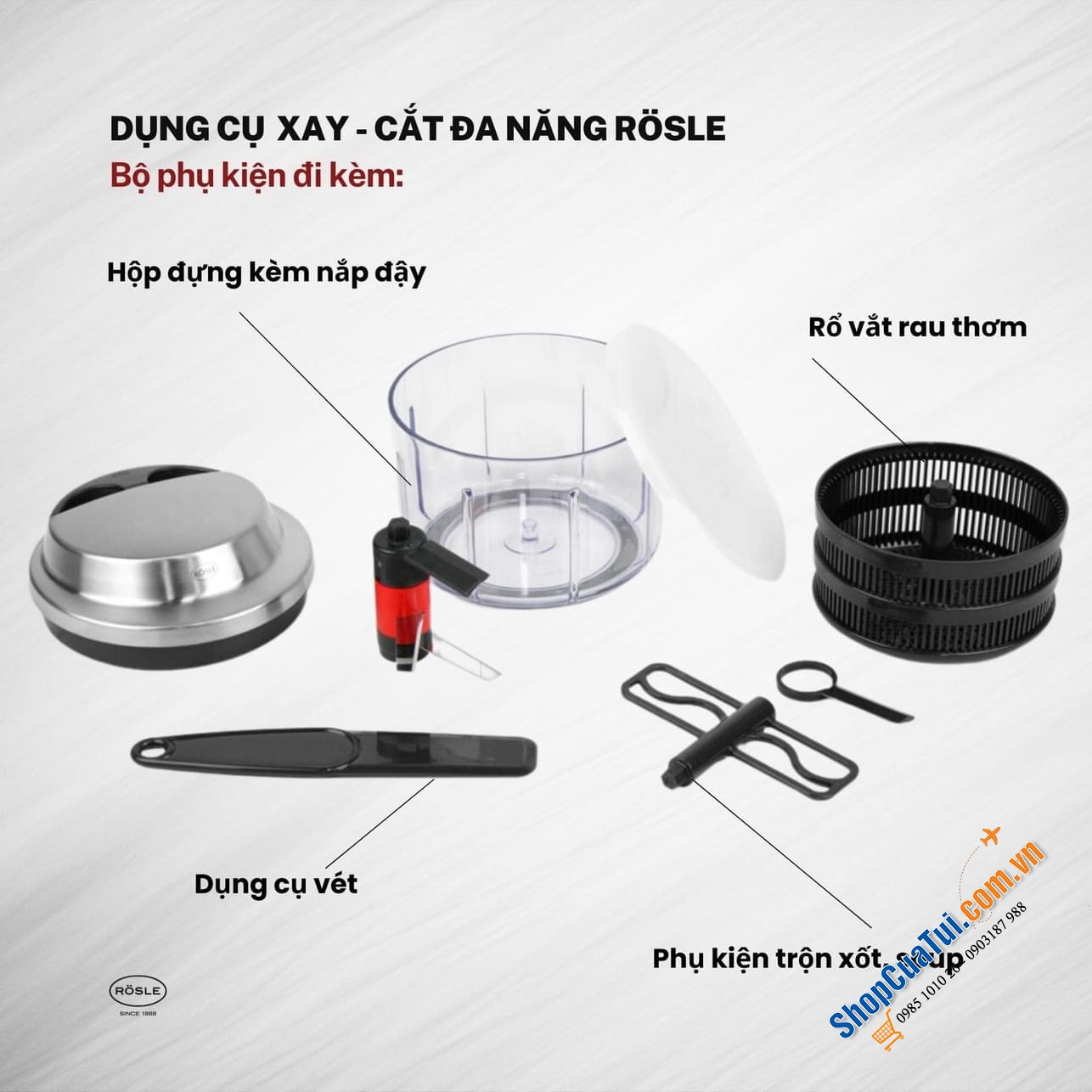 Dụng cụ xay-cắt đa năng Rösle.