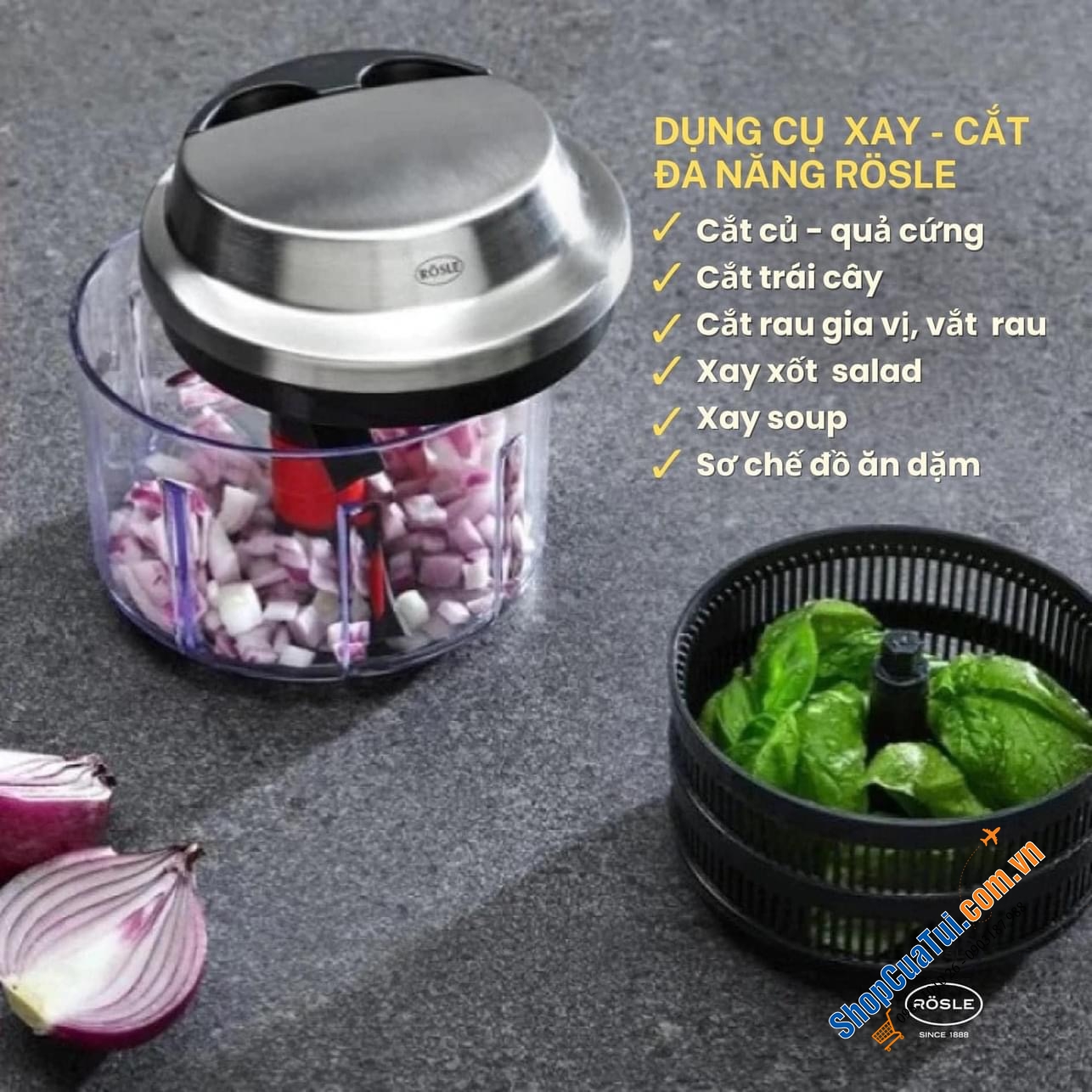 Dụng cụ xay-cắt đa năng Rösle.