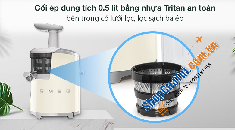 Máy Ép chậm SMEG màu kem SJF01CREU 150w