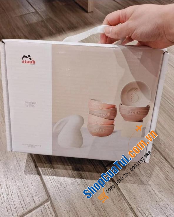 SET 6 BÁT STAUB ĂN CƠM THỎ HỒNG SIÊU XINH 12 cm