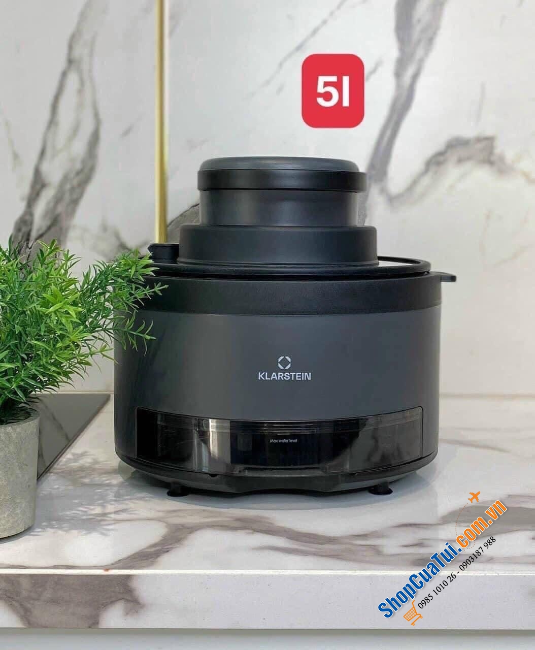 NỒI CHIÊN HẤP KHÔNG KHÍ Klarstein VENDURE 5L (có thể nướng kèm hấp hoăch sử dụng nướng riêng, hấp riêng siêu tiện).