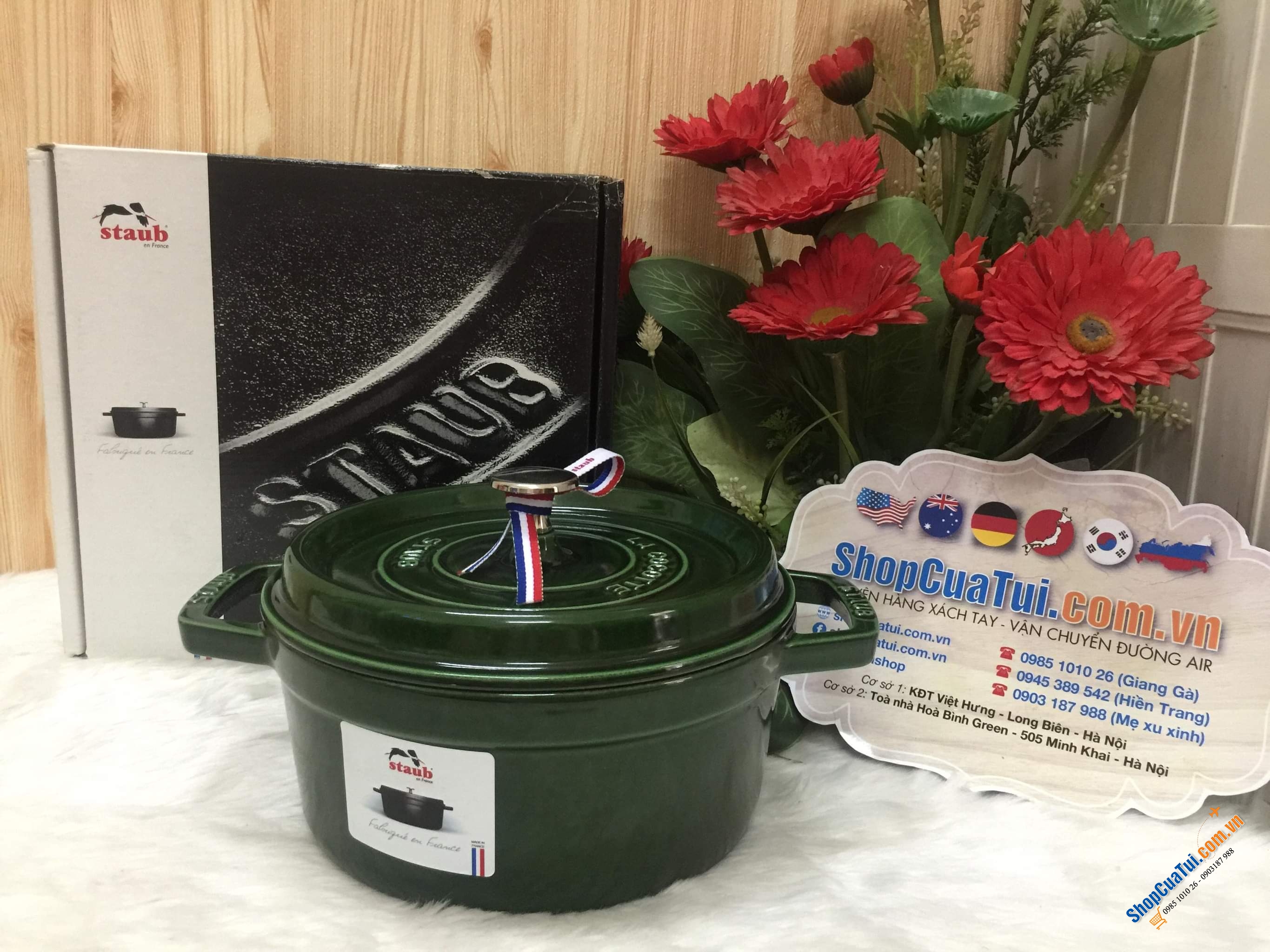 NỒI GANG STAUB COCOTTE 24CM XANH HÚNG