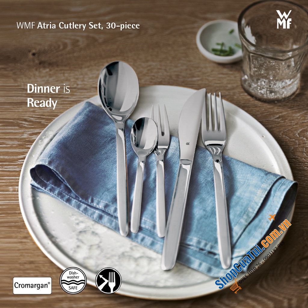 BỘ DAO THÌA DĨA WMF ATRIA set 60 món Thiết kế tối giản, vượt thời gian