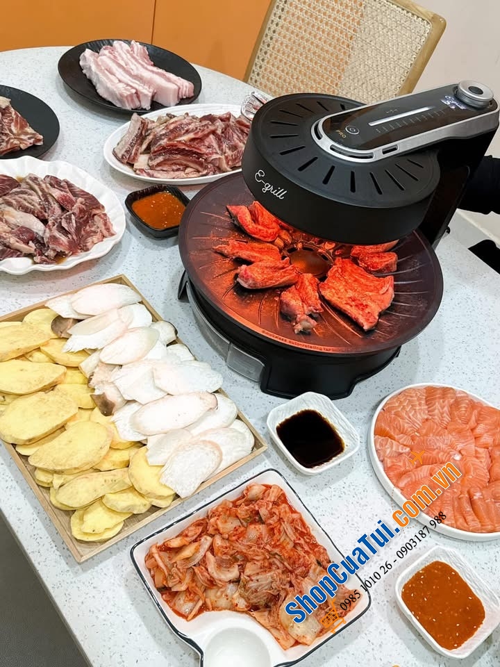 Bản điện tử: Bếp nướng xoay tròn không mùi không khói E-Grill nội địa Đức