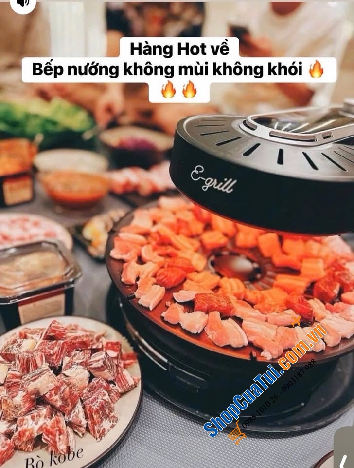 Bản điện tử:  Bếp nướng xoay tròn không mùi không khói E-Grill nội địa Đức
