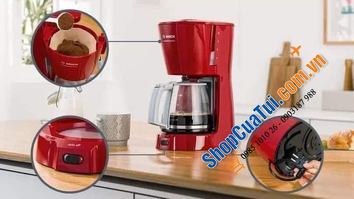 Máy pha cafe BOSCH TKA3A034 màu đỏ.