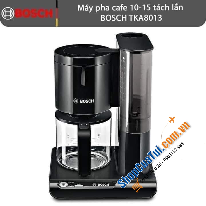 MÁY PHA CAFE BOSCH TKA8013 - 1.25L. Pha 10 - 15 tách cafe mỗi lần!