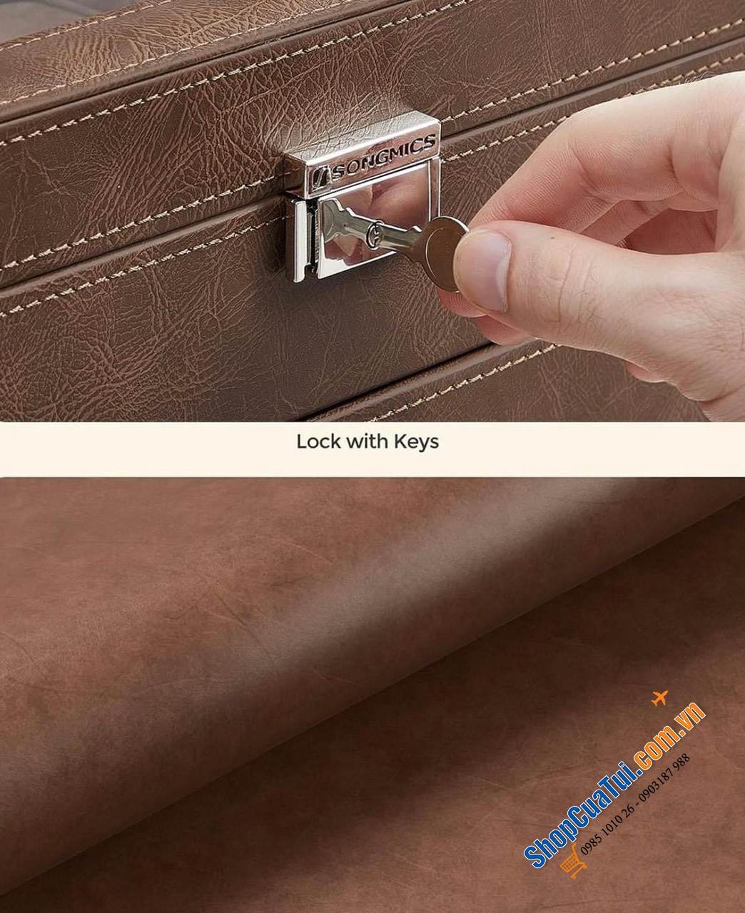 Hộp đựng đồng hồ, trang sức bằng da Songmics 2 tầng - Đẳng cấp châu Âu
