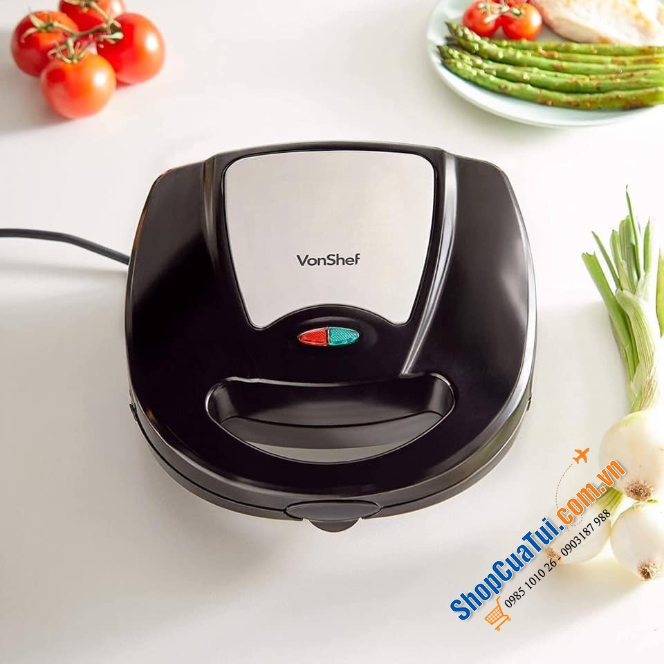 MÁY VONSHEF 3 in 1: NƯỚNG THỊT, KẸP SANDWICH, LÀM BÁNH WAFFEL
