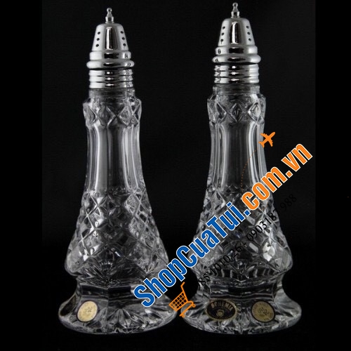 Set 2 lọ pha lê đựng gia vị tiêu muối Bohemia Cao 15.5cm, ấn tượng với hoa văn sống động, phong cách độc đáo style hoàng gia