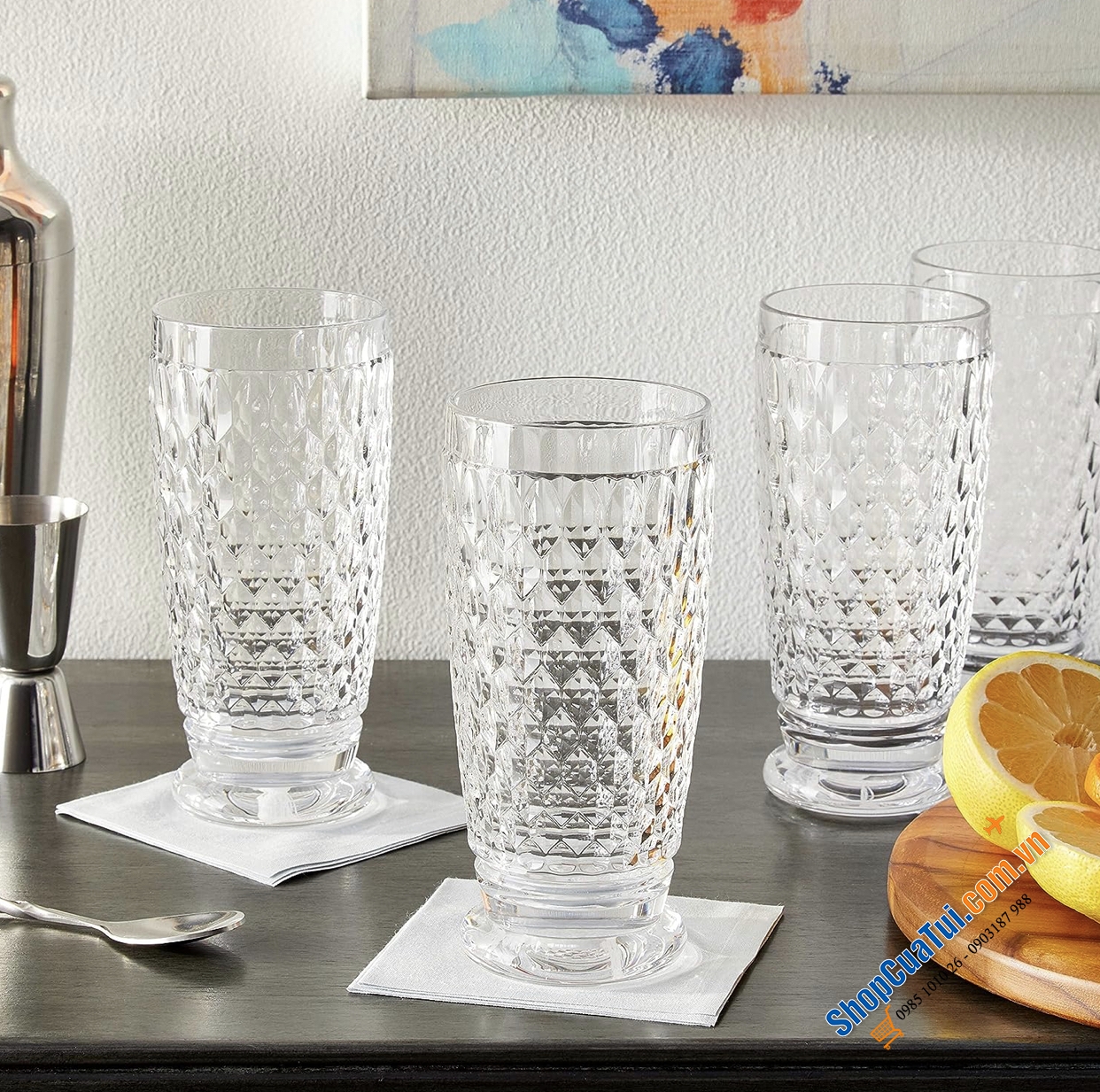 SET 4 CỐC PHA LÊ VILLEROY & BOCH BOSTON 400ml Màu trắng tinh khôi - Made in Germany