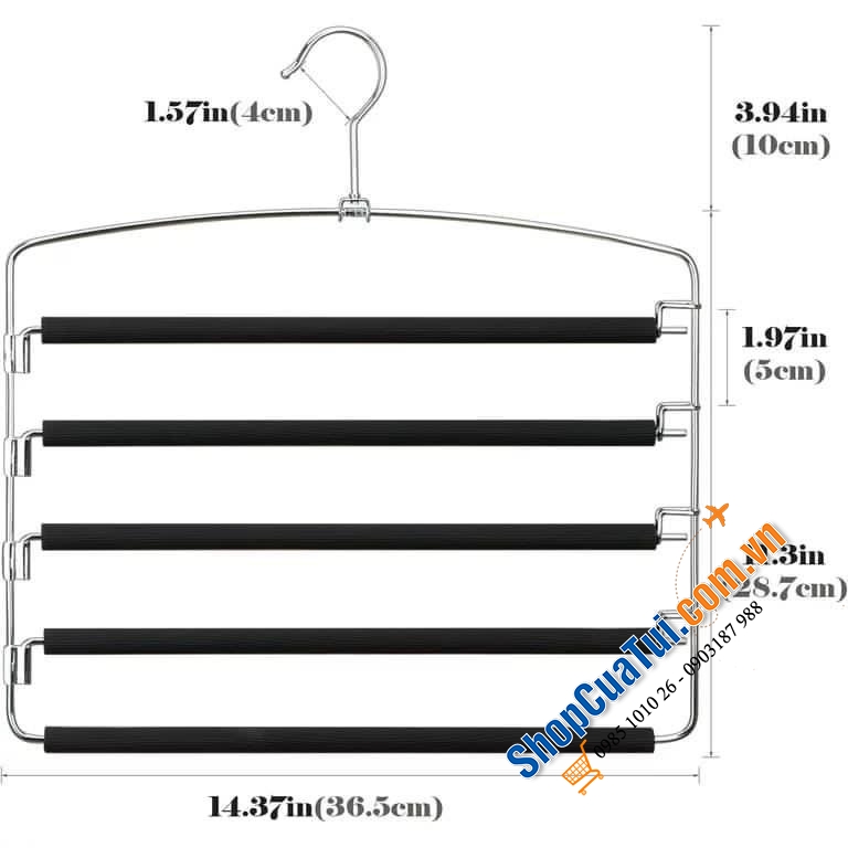 Set móc treo quần treo khăn siêu tiết kiệm diện tích SONGMICS - loại 2 layer